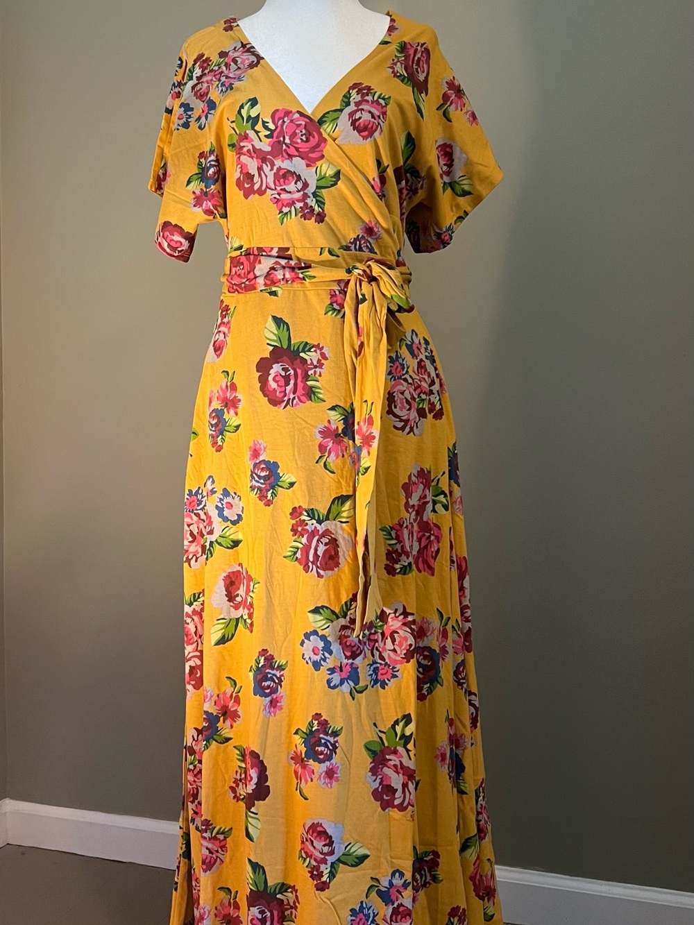 Matilda Jane Mustard Yellow Floral Wrap Maxi Dress